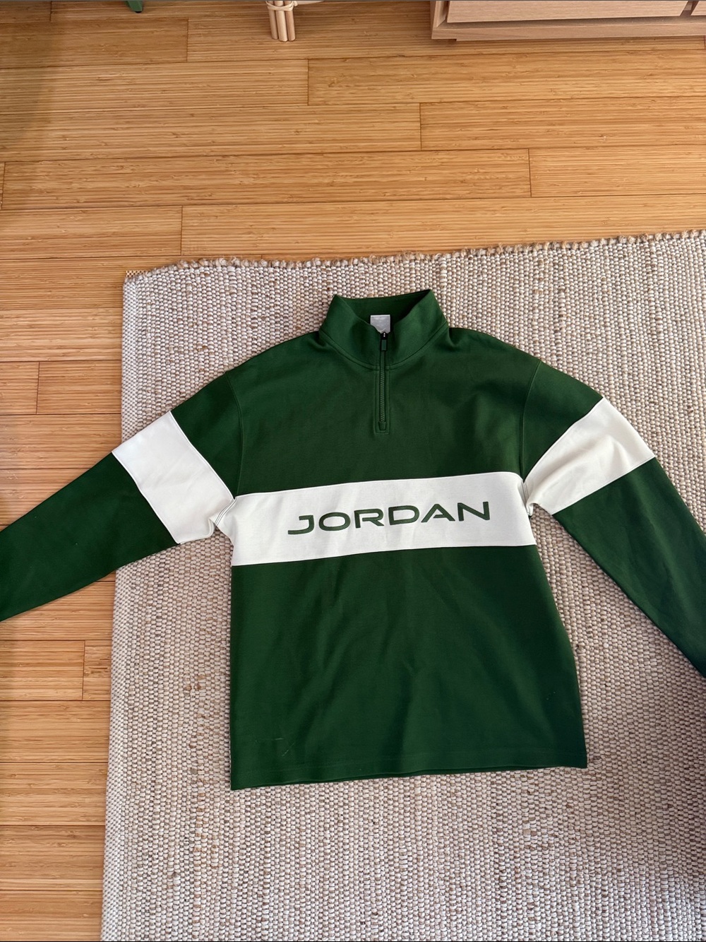 Jordan Men's Green and White Half-Zip Pullover Sweatshirt